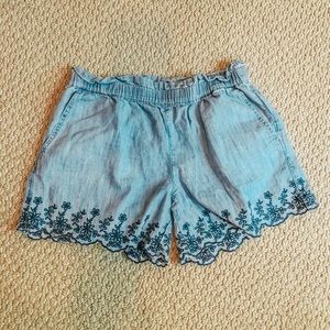 embroidered denim shorts